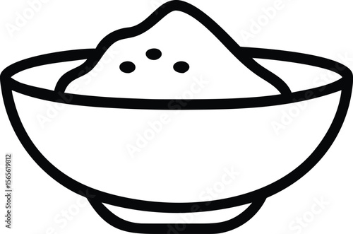 Bowl full of ingredient or powder icon in line art style