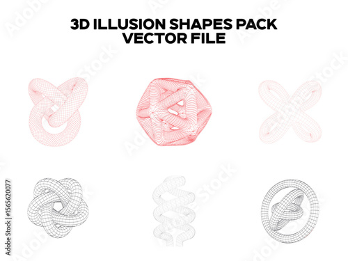 3d sketch Pack of some 3d illusion shapes. Editable EPS file.