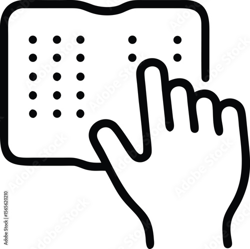 Braille alphabet with hand touch outline for accessibility and inclusion projects