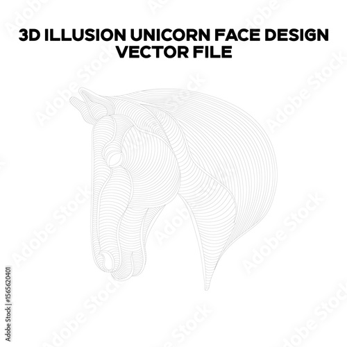 3d sketch design of a Unicorn. Editable EPS file.