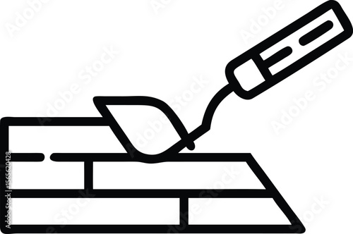 Bricklaying with Trowel Line Art Illustration for Construction Projects and Icon Design