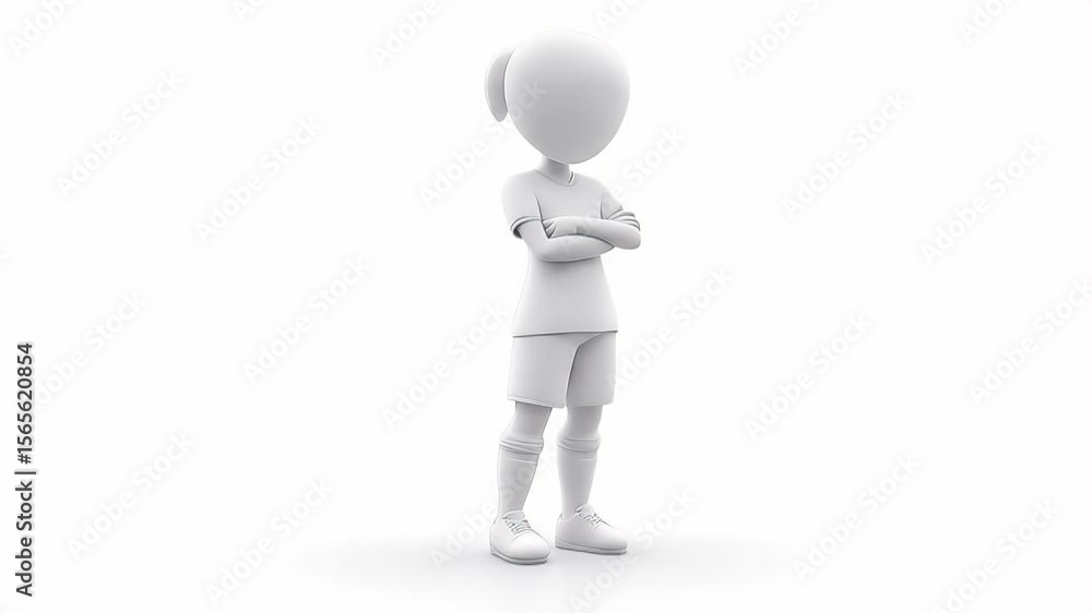 Confident 3D Athletes: Male & Female Soccer Players, Arms Crossed, White Background Confident 3D Athletes: Male & Female Soccer Players, Arms Crossed, White Background