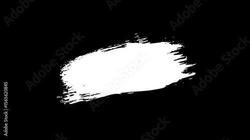 White Painting black brush stroke isolated on black background. grunge brush texture,  Abstract hand painted stroke. 