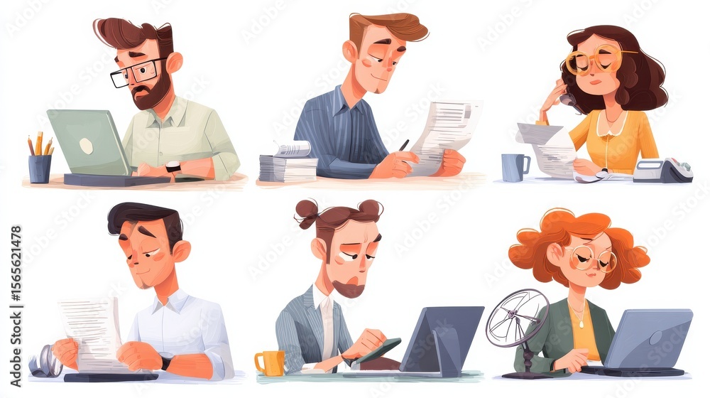Fototapeta premium Remote payroll isolated cartoon vector illustrations set. Freelancer filling invoice, distance job payroll, money transfer online, remote work payment, get salary on bank account vector cartoon., no 