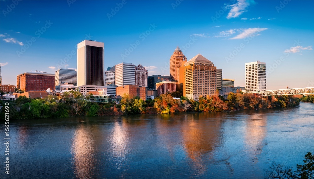 Naklejka premium richmond virginia usa downtown skyline on the james river