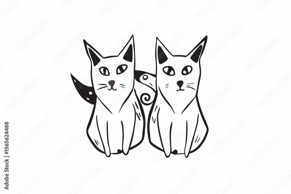 Obraz premium Russian Blue Cat Silhouettes – Sleek Vector Pet Animal Illustrations with short fur, graceful body lines, and expressive almond eyes