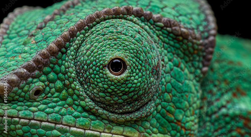 Obraz premium A chameleon’s eye and skin, with vivid color patterns and fine granular texture filling the frame colorido.