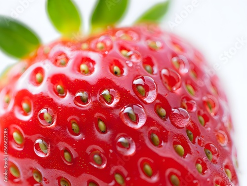 Wallpaper Mural Extreme close up macro shot of a fresh ripe red strawberry with water droplets and visible seeds Torontodigital.ca