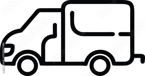 Delivery van icon in simple outline style for web and app design
