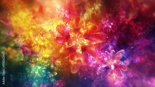 Colorful floral fractal design.