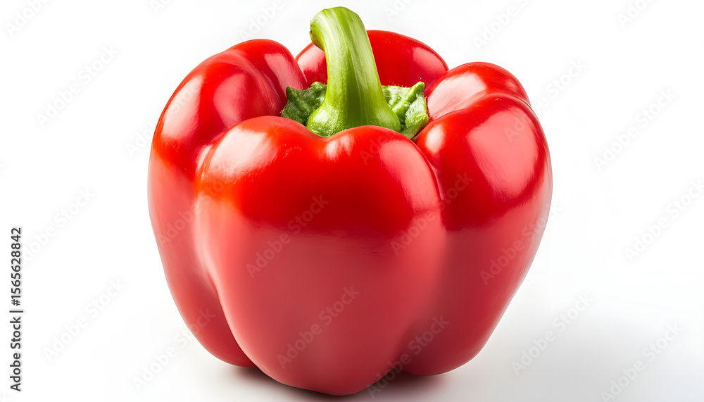 One fresh red bell pepper isolated on white One fresh red bell pepper isolated on white