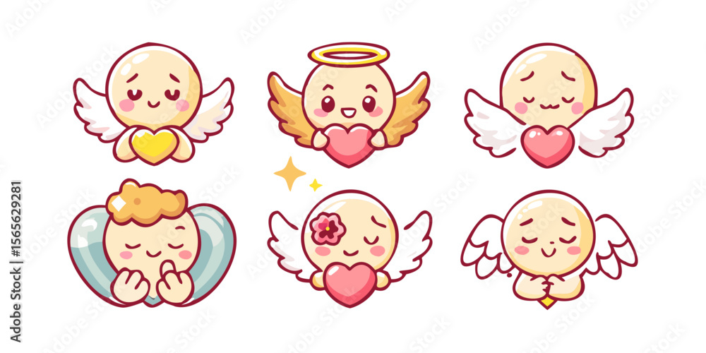 Angel emoji icons – cute heavenly symbols and characters vector set Angel emoji icons – cute heavenly symbols and characters vector set