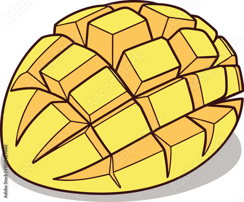 Fresh yellow mango slices vector illustration on white background

