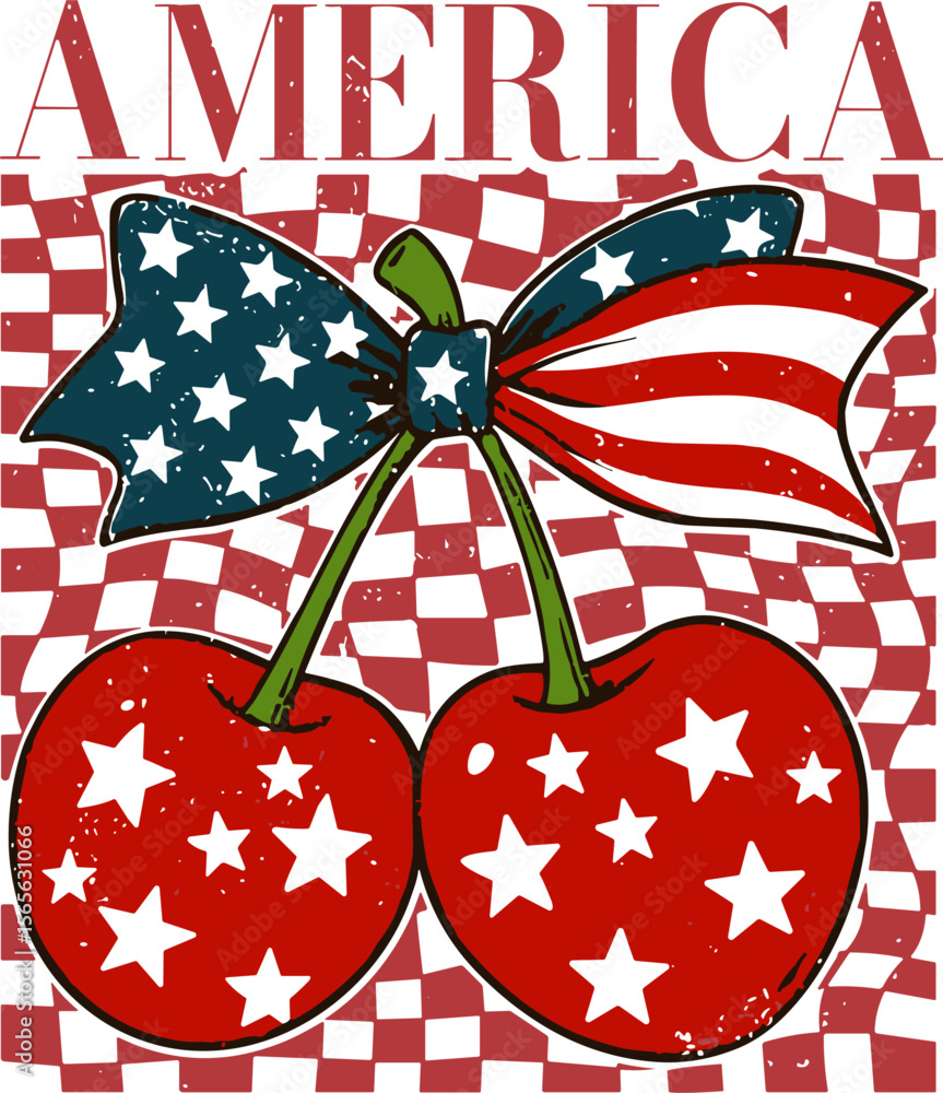 Obraz premium America Coquette SVG , Retro America Checkered SVG, Patriotic SVG 