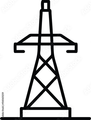 Electricity pylon outline vector, power transmission line tower, energy industry infrastructure graphic