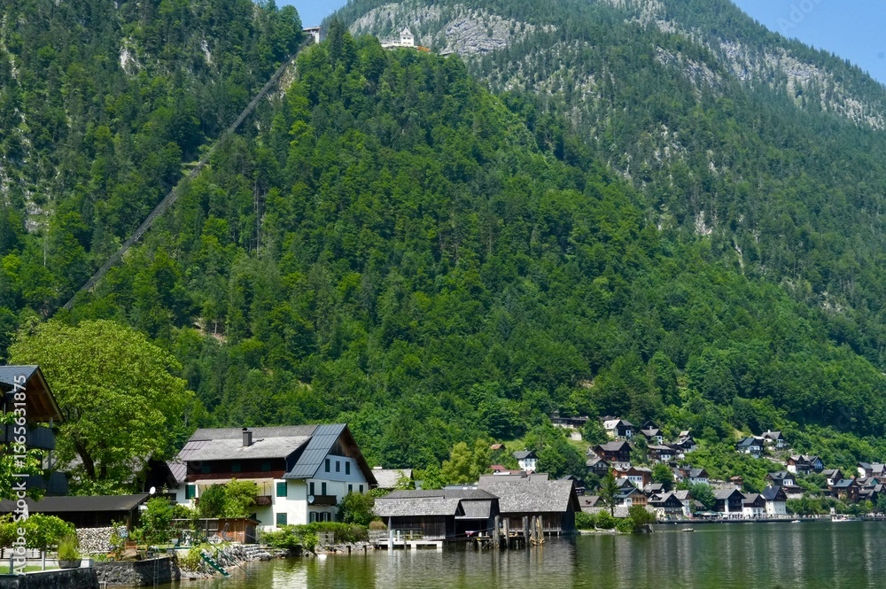 Fototapeta premium Alpine village. Hallstatt. Alpine architecture