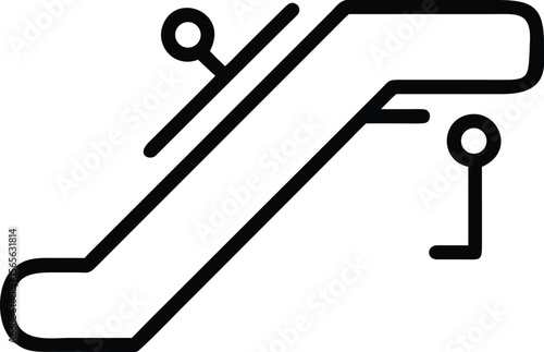 Escalator outline icon with handrail and direction sign resource