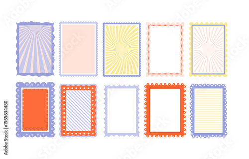Trendy border collection with geometric patterns and curved shapes.