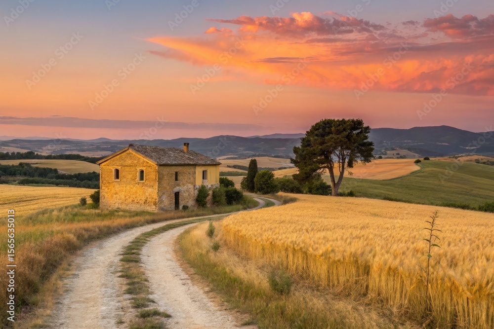 Fototapeta premium sunset over the countryside
