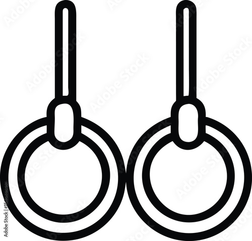 Gymnastic rings illustration in outlined style, perfect element for print and digital projects