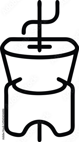 Hand coffee grinder icon, outline kitchen utensil, simple line art illustration