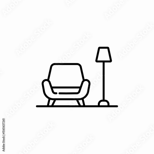 armchair lamp icon sign vector