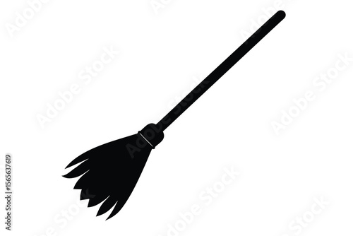 broomstick silhouette vector icon