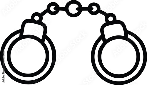 Handcuffs minimal icon vector, arrest jail security law enforcement symbol, outline style