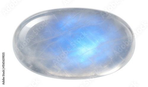 Iridescent moonstone with blue schiller effect on a clear body
