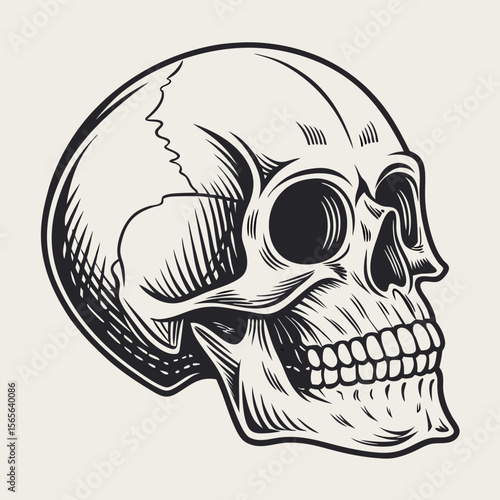 Human skull bone structure detailed illustration anatomy head