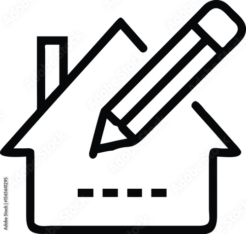 House editing line art icon, modify home plan, house renovation icon