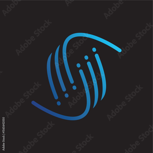 Abstract Blue Gradient Logo on Black Background

