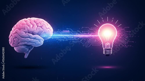 Brain power and ideas concept illustration for creative mind and innovation with lightbulb image