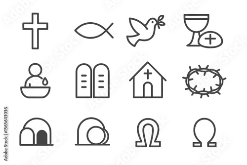 Christian symbols collection: faith, peace, sacraments, and worship icons