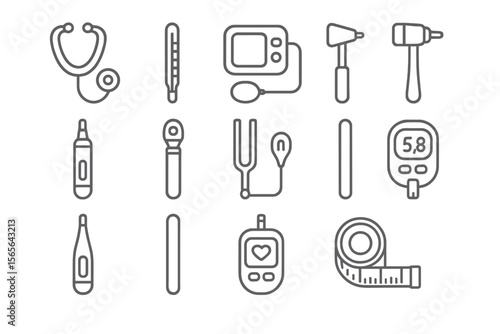 Medical equipment icons on dark background