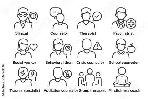 Icons of mental health professionals and their specializations
