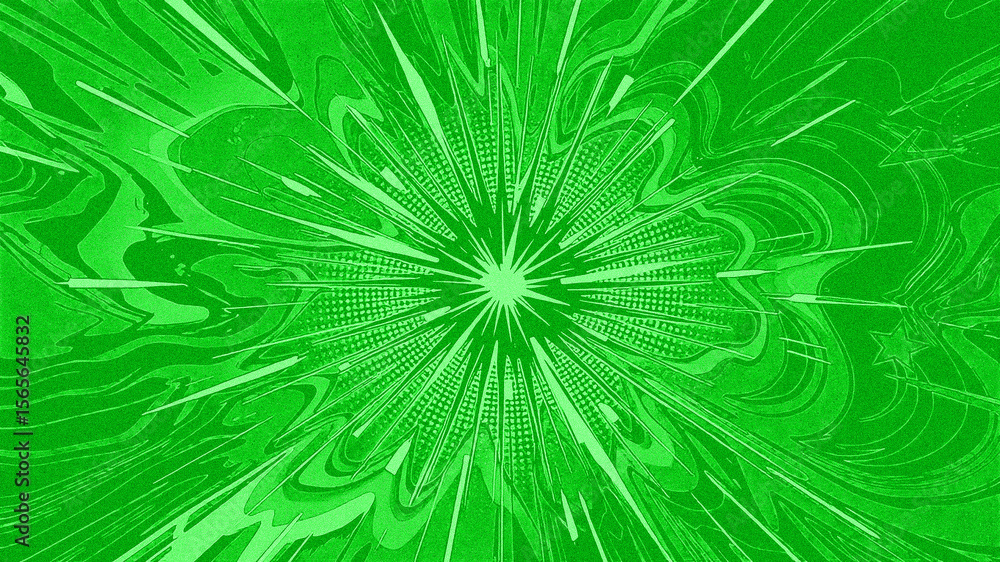 Obraz premium Vibrant Comic Pop Art Explosion Abstract Emerald Green Background