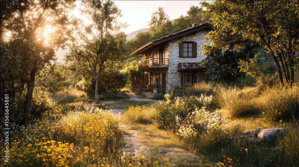 Villa in Countryside with Wild Garden Rustic Modern Design Villa in Countryside with Wild Garden Rustic Modern Design
