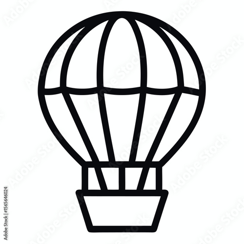 Flat line art icon of a hot air balloon. Perfect for travel graphics, adventure branding, vacation illustrations, outdoor activities, minimalist stickers, and tourism designs.