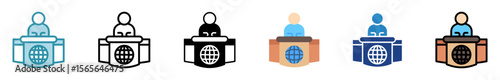 Anchor multi style, mini illustration icon set. outline, flat, glyph, line color. vector for UI, UX, app, web, digital or print. Related to journalist, broadcasting, news and media 