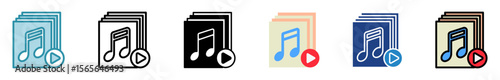 Audio File multi style, mini illustration icon set. outline, flat, glyph, line color. vector for UI, UX, app, web, digital or print. Related to journalist, broadcasting, news and media 