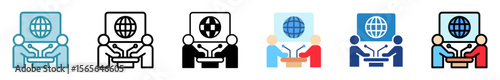 Interview multi style, mini illustration icon set. outline, flat, glyph, line color. vector for UI, UX, app, web, digital or print. Related to journalist, broadcasting, news and media 