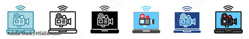 Live Stream multi style, mini illustration icon set. outline, flat, glyph, line color. vector for UI, UX, app, web, digital or print. Related to journalist, broadcasting, news and media 