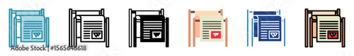 Magazine multi style, mini illustration icon set. outline, flat, glyph, line color. vector for UI, UX, app, web, digital or print. Related to journalist, broadcasting, news and media 