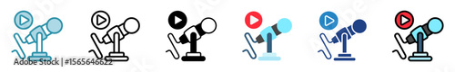 Microphone multi style, mini illustration icon set. outline, flat, glyph, line color. vector for UI, UX, app, web, digital or print. Related to journalist, broadcasting, news and media 