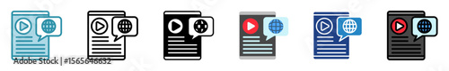 Mobile News multi style, mini illustration icon set. outline, flat, glyph, line color. vector for UI, UX, app, web, digital or print. Related to journalist, broadcasting, news and media 