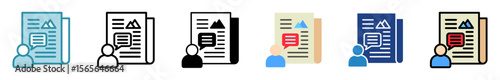 Opinion multi style, mini illustration icon set. outline, flat, glyph, line color. vector for UI, UX, app, web, digital or print. Related to journalist, broadcasting, news and media 