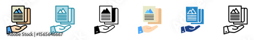 Publish multi style, mini illustration icon set. outline, flat, glyph, line color. vector for UI, UX, app, web, digital or print. Related to journalist, broadcasting, news and media 