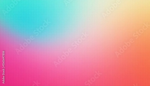 Vibrant summer poster design, orange teal turquoise pink abstract grainy gradient background with noise texture effect