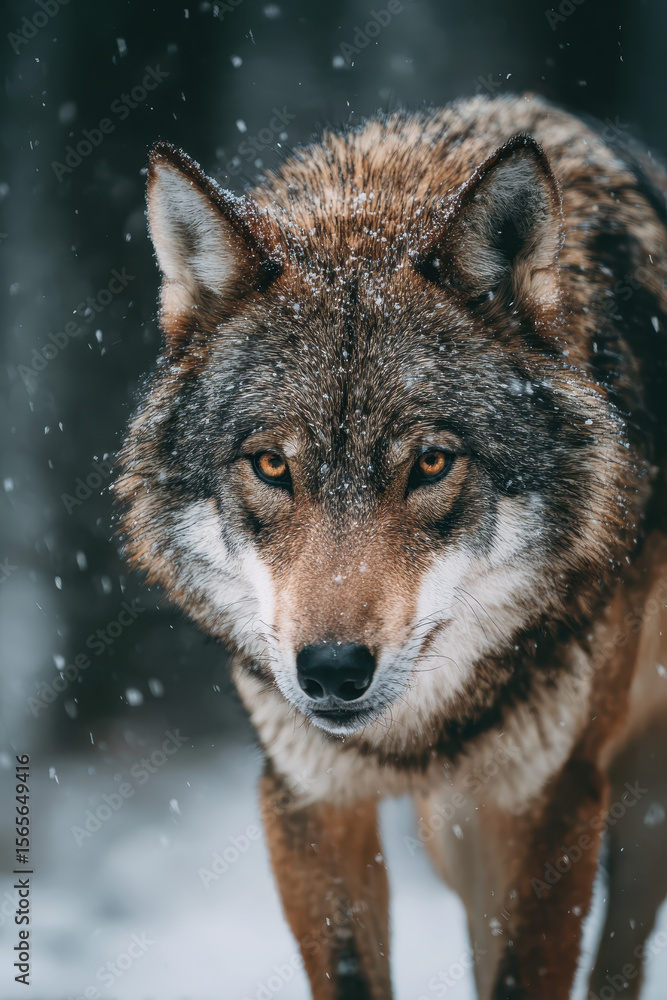 Obraz premium Wolf in Snowstorm: Dramatic Lighting